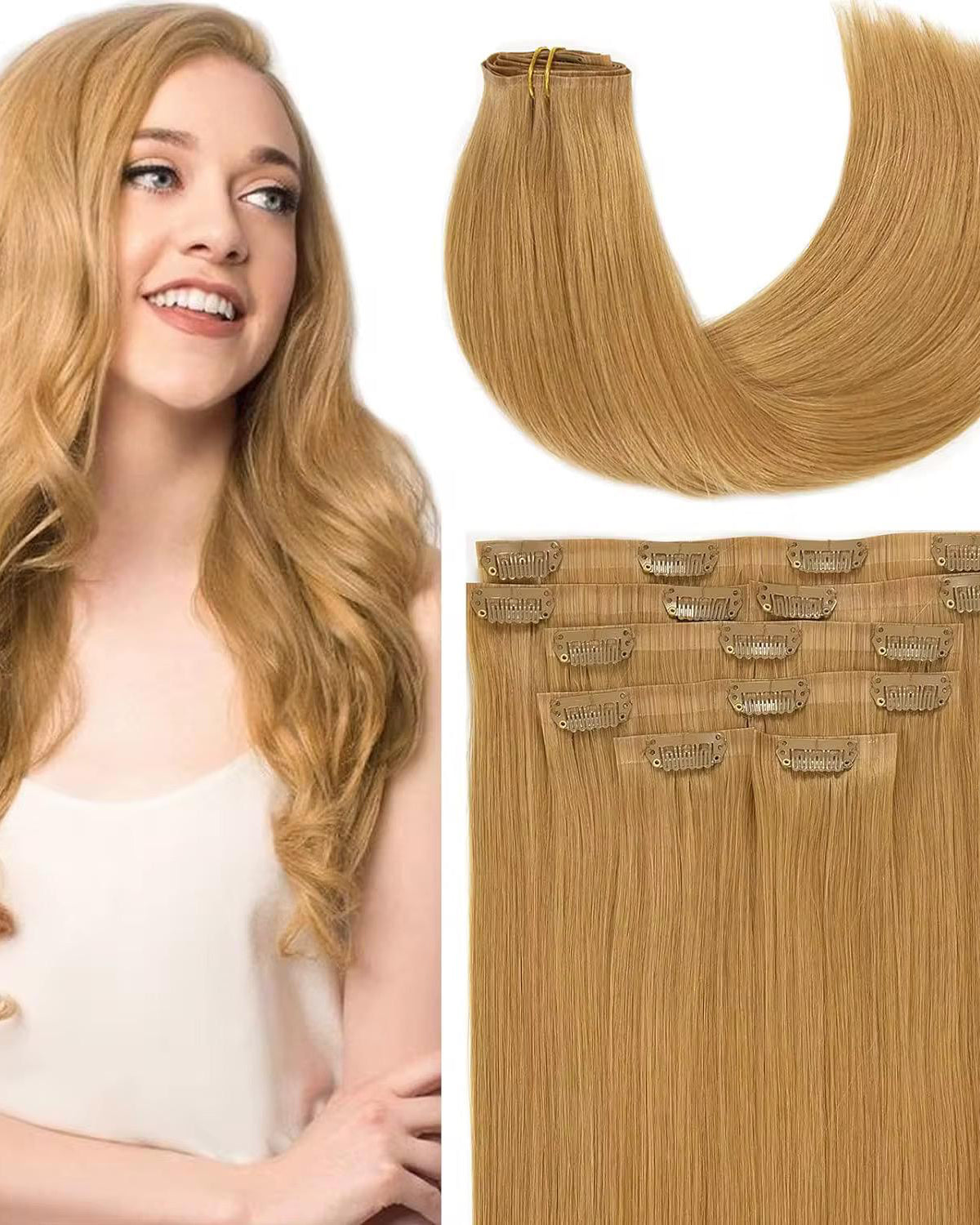 Extension clips cheveux russes color 27
