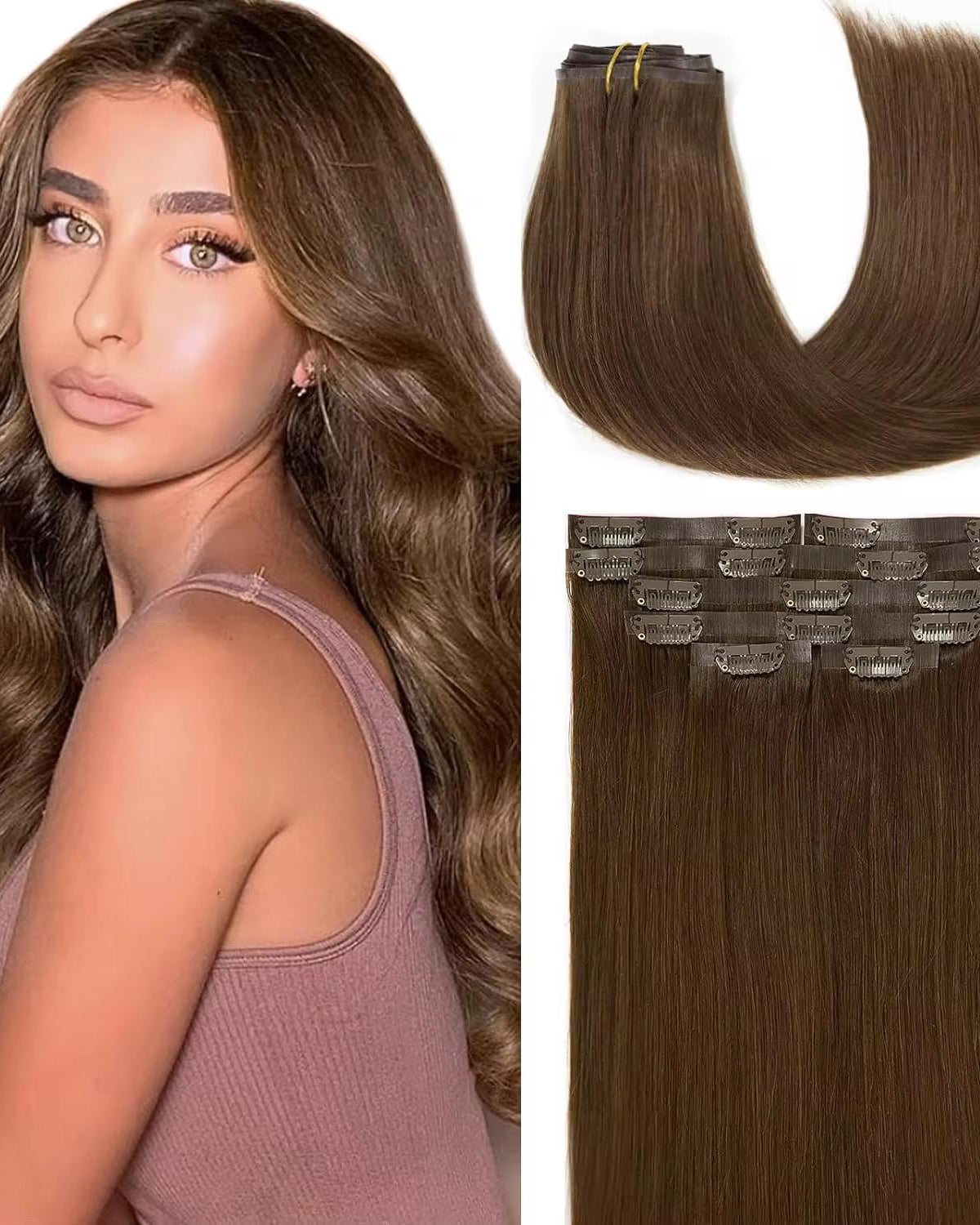 Extensions adhésives synthétiques semi-naturelles, lot de 10 pièces, color 4