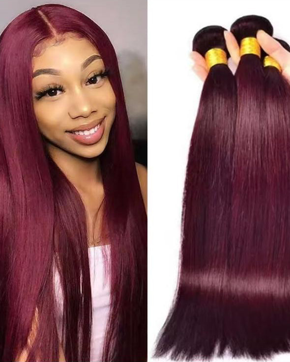Cheveux brésiliens straig virgin hair naturels Grade 15 color 99J